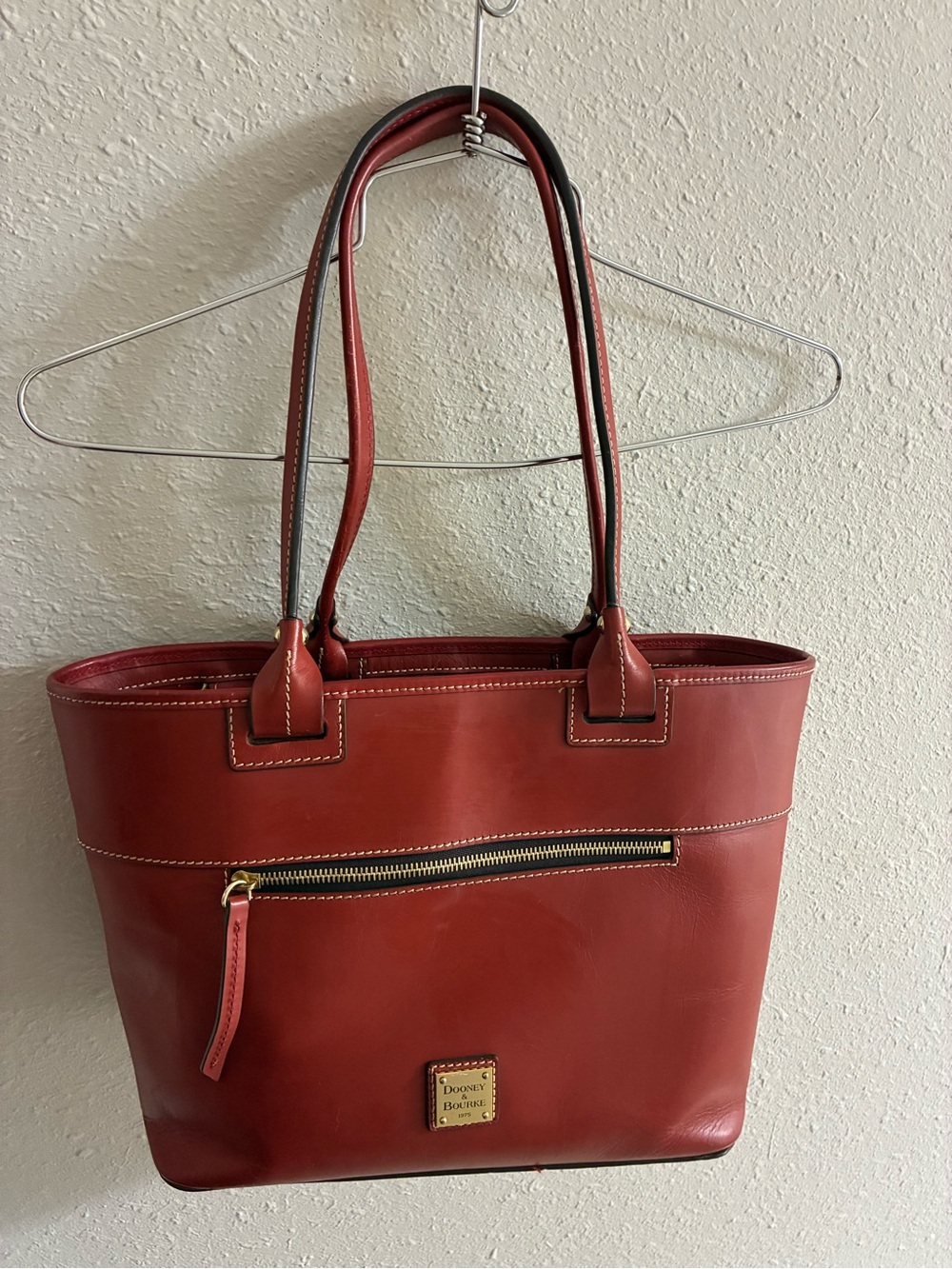Dooney & Bourke Red Leather Large Zip Tote